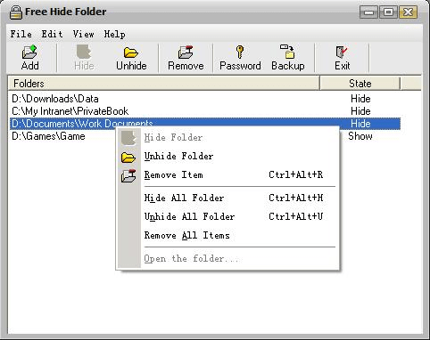 برنامج تشفير وإخفاء المجلدات بكلمة سر Hide Folders 5.6.1 Free-hide-folder-screenshot