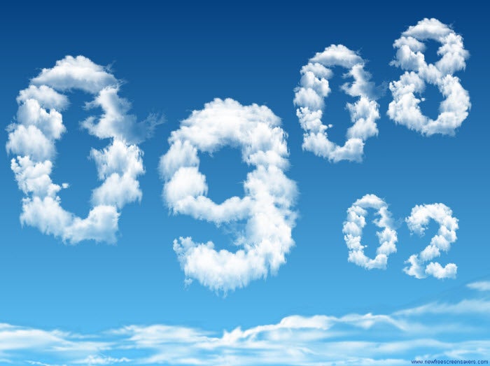 Digital Clock Clouds Screensaver